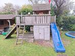 Houten speelhuisje met zandbak, glijbaan, klimwand, Kinderen en Baby's, Speelgoed | Buiten | Speeltoestellen, Ophalen, Gebruikt
