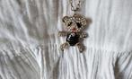 Teddybeer Metalen Retro Vintage Curiosa kettinghanger, Gebruikt, Ophalen of Verzenden, Met kristal, Zilver