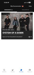 1 ticket staplaats system of a down, Tickets en Kaartjes, Eén persoon, Juli, Hard Rock of Metal