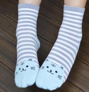 Lichtblauw gestreepte kattensokken beschikbaar voor biedingen