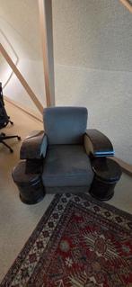 Art Deco Bank & Fauteuil met Bijzettafels, Ophalen, Hout, Gebruikt, Art Deco