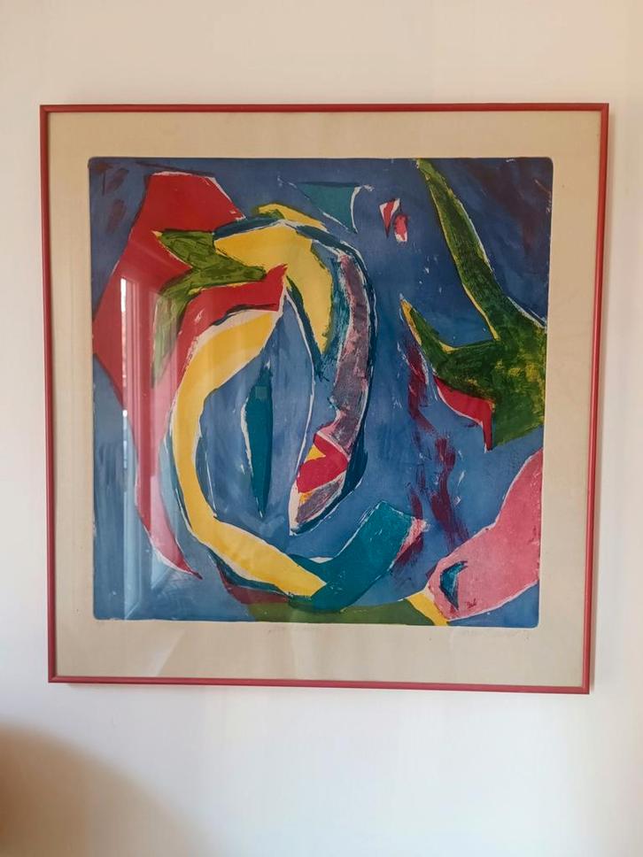 Lithografie Marjel Beumer, ingelijst., Antiek en Kunst, Kunst | Schilderijen | Abstract, Ophalen
