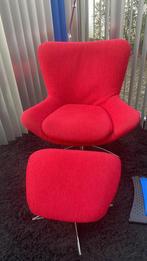 Rode Relax Fauteuil met Hocker, Ophalen, Zo goed als nieuw, Stof, 75 tot 100 cm