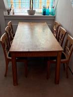 Indiase eettafel en 6 stoelen, Huis en Inrichting, Ophalen, Gebruikt, Indiaas, 200 cm of meer