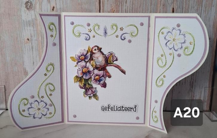 Geborduurde wenskaarten Bloemen, Hobby en Vrije tijd, Kaarten | Zelfgemaakt, Nieuw, Man of Vrouw, Ophalen of Verzenden