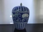 Grote blauw-witte gemberpot met deksel - 23 cm hoog, Ophalen of Verzenden