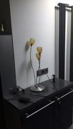 Tafellamp met glazen tulpen lampenkapjes en dimmer, Ophalen of Verzenden, Zo goed als nieuw