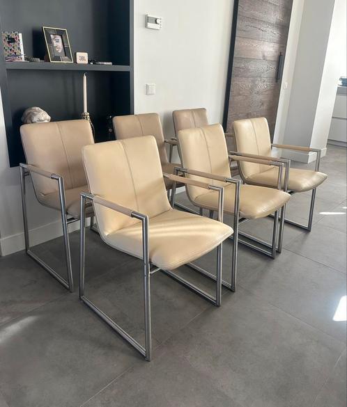 Zes leder Henders & Hazel the Frame design stoelen, Huis en Inrichting, Stoelen, Zo goed als nieuw, Vijf, Zes of meer stoelen