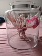 Decoratieve glazen pot met bloemen, Huis en Inrichting, Ophalen of Verzenden, Zo goed als nieuw