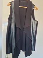 Vest stof/lederlook 52 heuplang., Ophalen of Verzenden, Zo goed als nieuw, Zwart, Trui of Vest