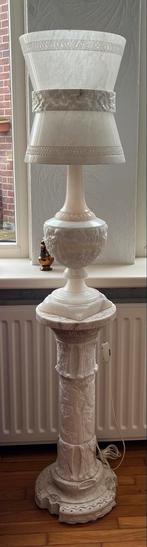 Vintage retro albast natuursteen lamp op voet sokkel 132cm, Ophalen, Zo goed als nieuw, 100 tot 150 cm
