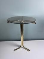 Vintage Hollywood Regency messing tafel met rookglas, Antiek en Kunst, Antiek | Meubels | Tafels, Ophalen of Verzenden