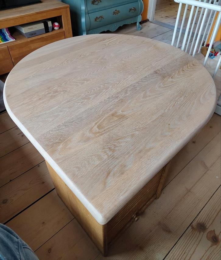 Houten salontafel, Huis en Inrichting, Tafels | Salontafels, Gebruikt, Minder dan 50 cm, 50 tot 100 cm, 50 tot 100 cm, Rond, Ophalen