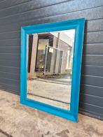 Grote vintage brocante blauwe spiegel, Ophalen, 100 tot 150 cm, Zo goed als nieuw, 75 tot 100 cm