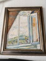 Te kp prachtig schilderij vergezicht in houten lijst, Antiek en Kunst, Ophalen of Verzenden