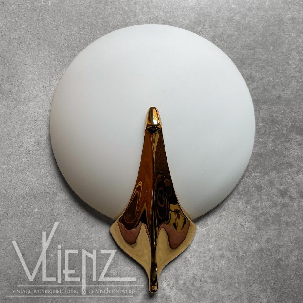 Vintage, Hotel Chique, Hollywood Regency wandlamp per stuk, Huis en Inrichting, Lampen | Wandlampen, Gebruikt, Glas, Metaal, Ophalen