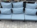 Loungeset donkergrijs met grijze kussens met salontafel, Tuin en Terras, Tuinsets en Loungesets, Ophalen, Gebruikt, Bank