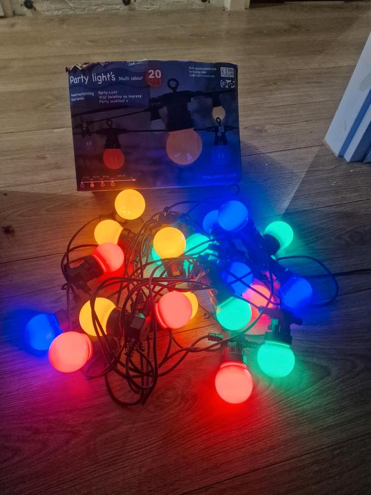 Feestelijke LED partylight 10m - Multi Colour, Tuin en Terras, Buitenverlichting, Gebruikt, Led-strip, Kunststof, Minder dan 50 watt