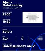 Te koop 1 kaartje voor de kraker Ajax vs Galatasaray Vak 427, Eén persoon
