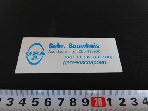 sticker apeldoorn gebr. bouwhuis GBA bakkerij gereedschappen, Verzamelen, Stickers, Zo goed als nieuw, Bedrijf of Vereniging, Ophalen