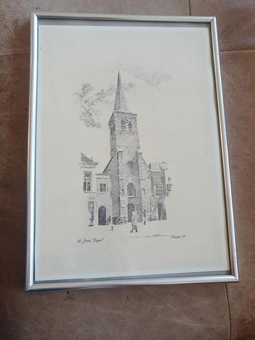Litho St Joostkapel Breda gesigneerd  beschikbaar voor biedingen