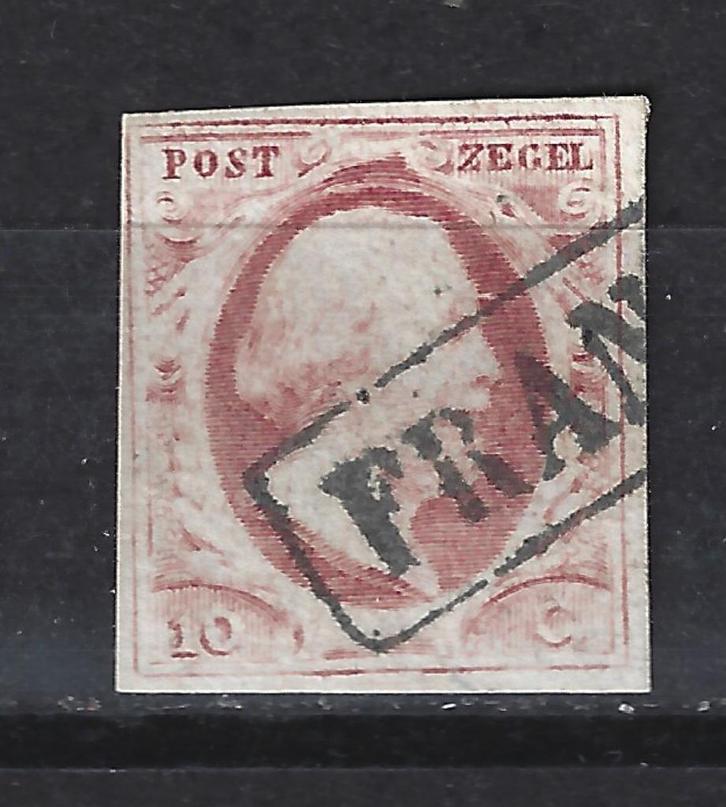 Nederland 2 geb Willem III 1852 ; 1e postzegel van Nederland, Postzegels en Munten, Postzegels | Nederland, Gestempeld, T/m 1940