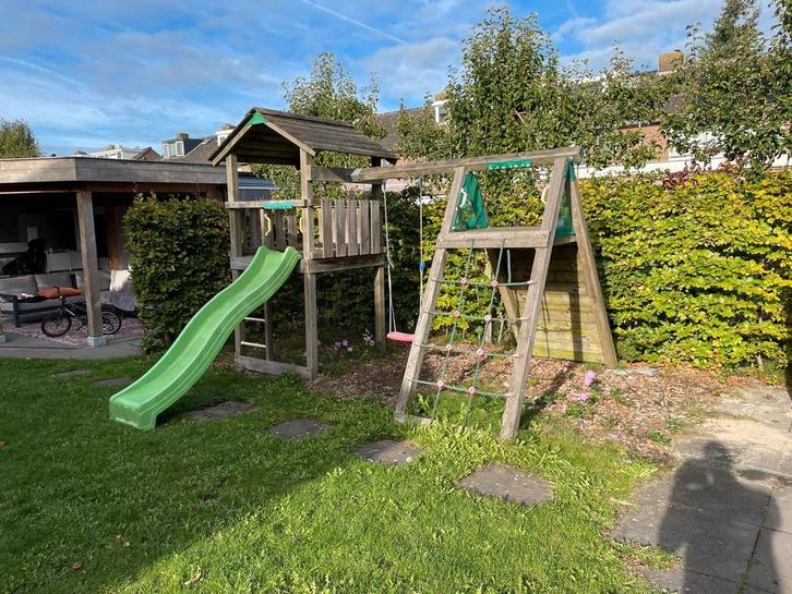 Jungle Gym Speelhuis met Glijbaan, Schommel & Klimrek, Kinderen en Baby's, Speelgoed | Buiten | Speeltoestellen, Gebruikt, Glijbaan