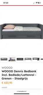 Bed wood staalgrijs en kast, Huis en Inrichting, Slaapkamer | Bedden, Ophalen, Eenpersoons, Zo goed als nieuw, 200 cm
