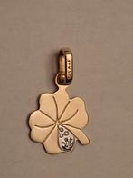 Gouden klaver 4 hanger met diamantje, Gebruikt, Ophalen of Verzenden, Goud, Goud