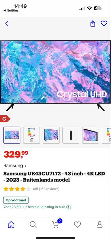 Samsung Smart TV 43 inch 4K LED - Nieuw! Met muurbeugel. beschikbaar voor biedingen