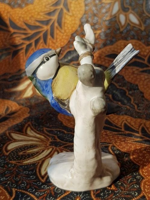 Blauwe mees mooi oud vintage Goebel beeldje uit Duitsland., Antiek en Kunst, Antiek | Porselein, Ophalen of Verzenden