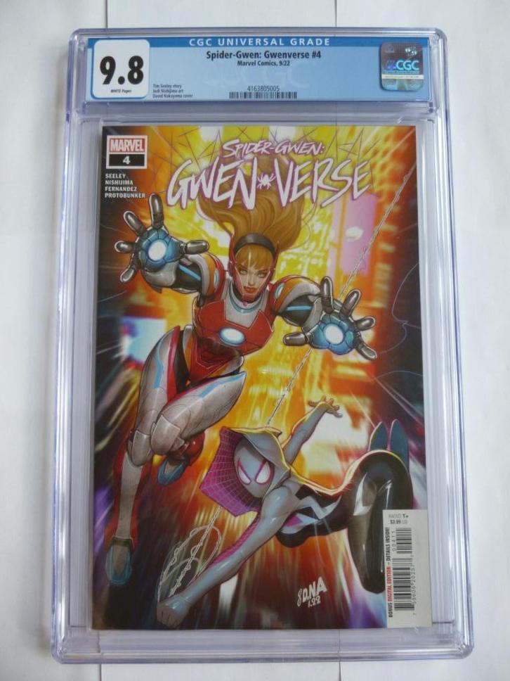 MARVEL SPIDER GWEN"GWEN VERSE 4"VARIANT CGC 9.8 GRADED 2022, Boeken, Strips | Comics, Nieuw, Eén comic, Amerika, Ophalen of Verzenden