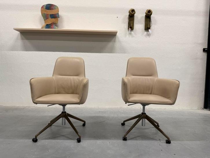 2 Leolux Gyon Bureaustoel Design stoel leer Blossom Flex, Huis en Inrichting, Stoelen, Twee, Leer, Ophalen of Verzenden