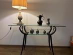 Mooie sidetable metaal/ijzer met glazen plaat, Huis en Inrichting, Tafels | Sidetables, Ophalen, 100 tot 150 cm, Zo goed als nieuw