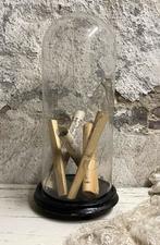 Brocante oud glazen stolpje / stolp met onderbord, Ophalen of Verzenden