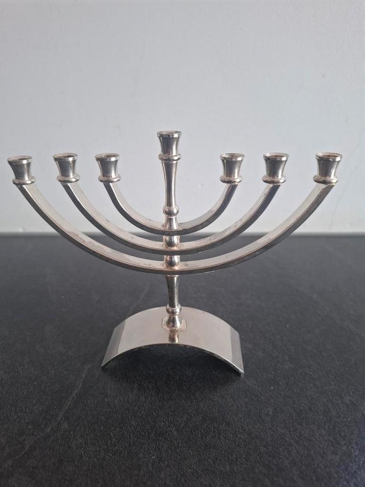 Silver plated menora, Antiek en Kunst, Antiek | Kandelaars, Zilver, Ophalen of Verzenden