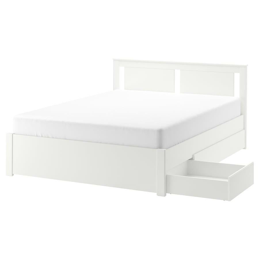 Ikea SONGESAND
2 persoonsbed 160 x 200 met 2 bedlades., Ophalen, Gebruikt, Wit, Tweepersoons