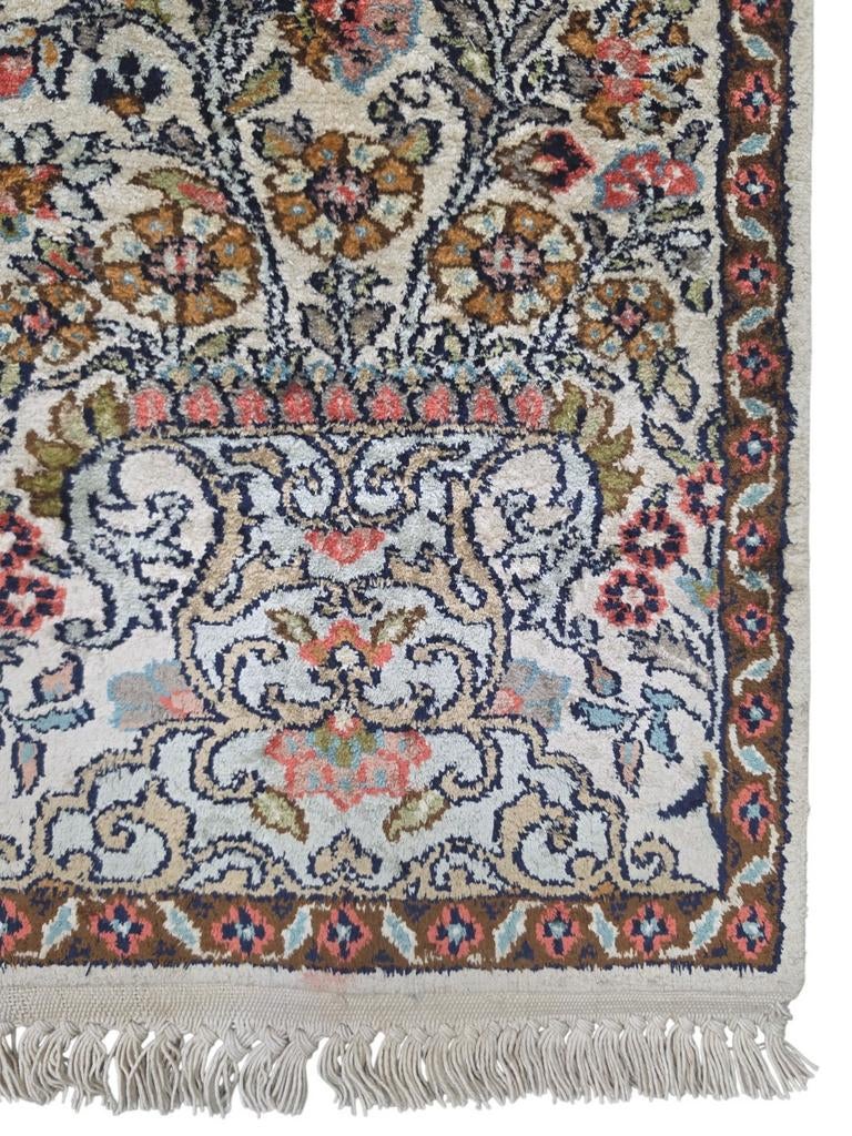 Handgeknoopt oosters Kashmir loper birds silk 38x123cm, Oosters, Traditioneel, Klassiek, 100 tot 150 cm, Onbekend, Ophalen of Verzenden