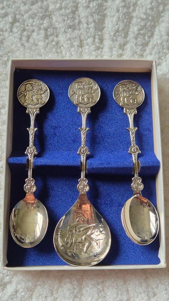 Vintage set verzilverde Boer Bakker Bolletje lepels in doos, Ophalen of Verzenden