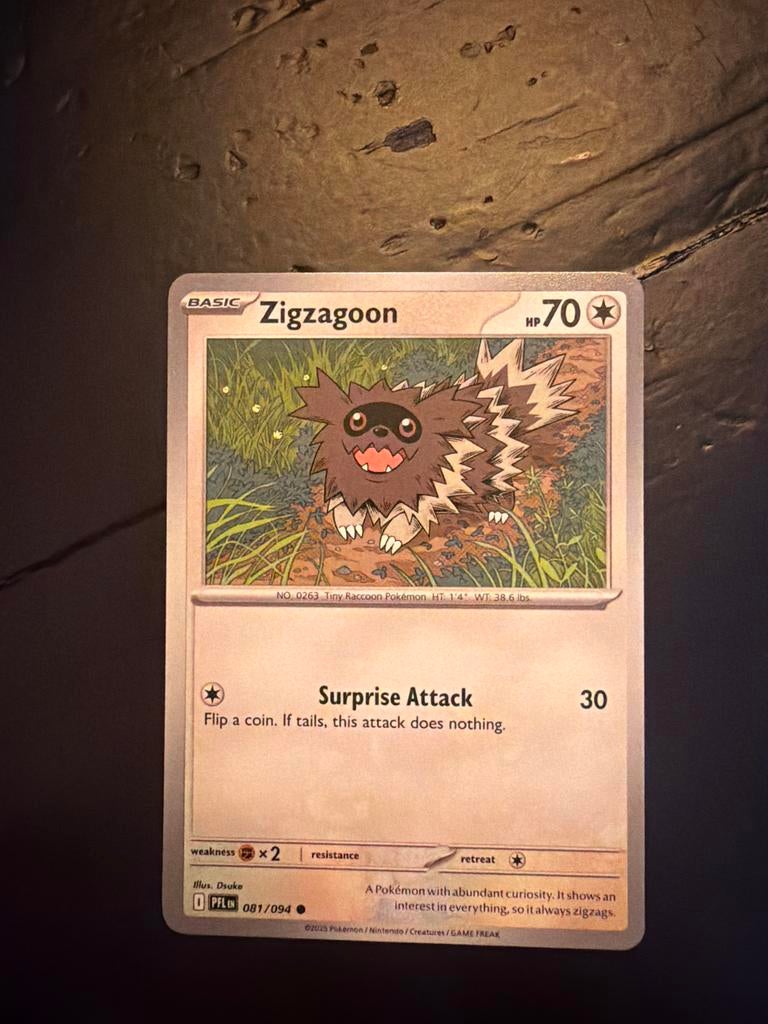 Zigzagoon 081/094 - Pokémon kaart, Ophalen of Verzenden, Zo goed als nieuw, Losse kaart