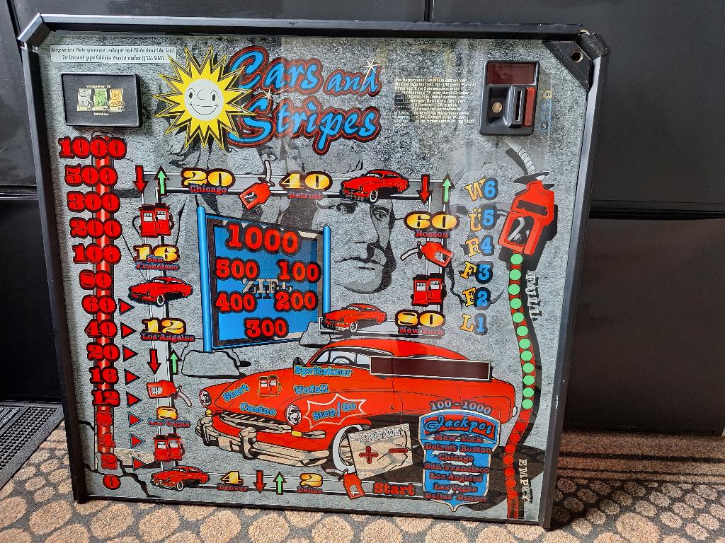 Glasplaat speelautomaat Amerikaanse auto, Overige munten, Ophalen, Gebruikt