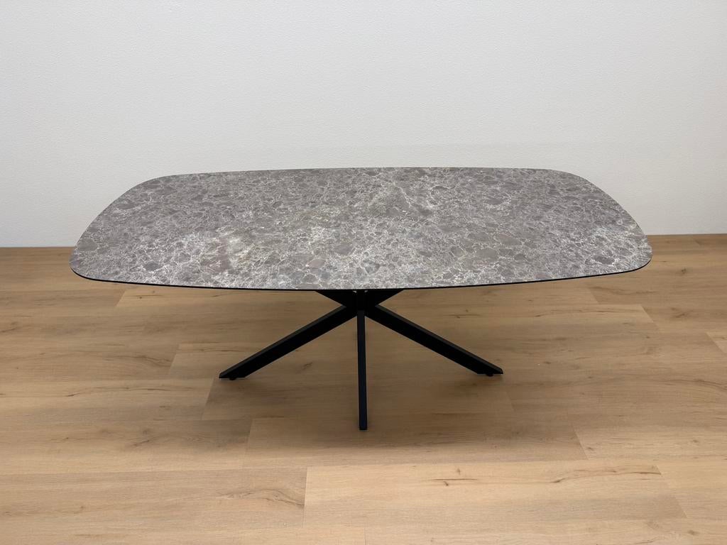 Deens ovale eettafel HPL Marmer 180x90 - Direct Leverbaar