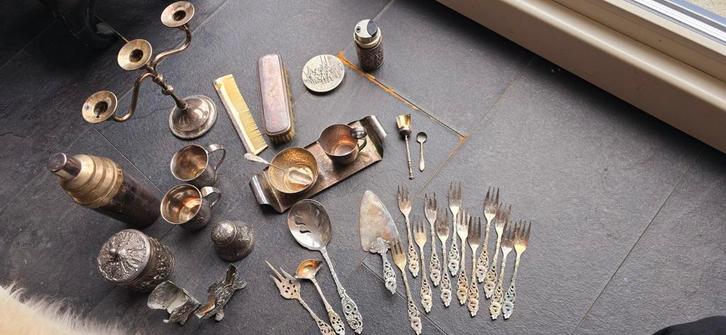 Vintage verzilverd Gero 90 diversen, Antiek en Kunst, Antiek | Bestek, Ophalen of Verzenden