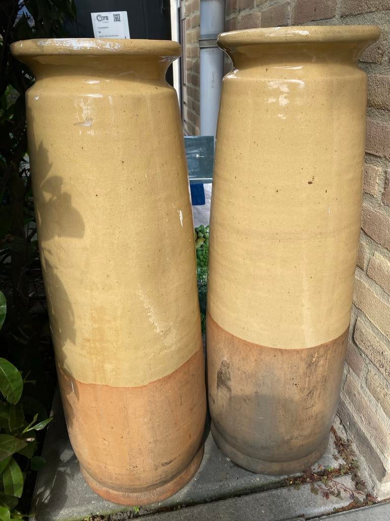 Grote aardewerk potten - setprijs, Huis en Inrichting, Woonaccessoires | Vazen, Ophalen, Gebruikt, Overige kleuren, Aardewerk of Porselein