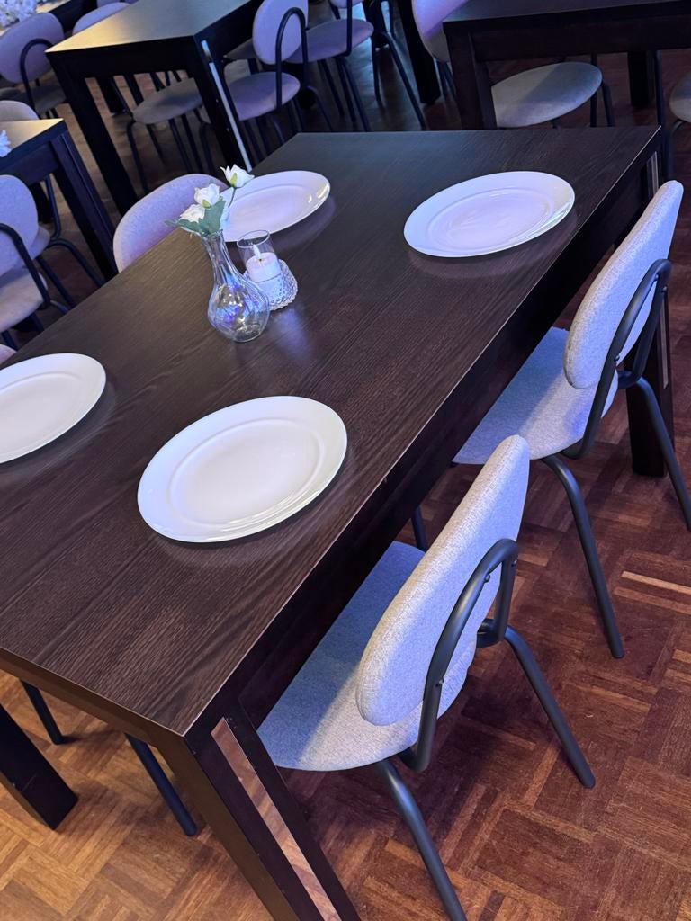 36 tafels Donkerbruine eettafel, Huis en Inrichting, Tafels | Eettafels, Gebruikt, 100 tot 150 cm, Vier personen, Rechthoekig