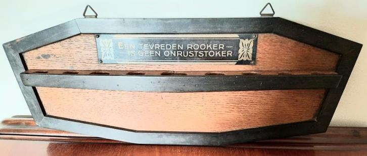 Amsterdamse school eikenhouten pijpenrekje, Verzamelen, Rookartikelen, Aanstekers en Luciferdoosjes, Gebruikt, (Water)pijp, Ophalen of Verzenden