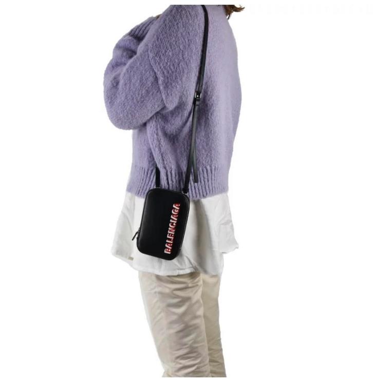 ORIGINELE BALENCIAGA TAS PHONE ZIP CASH ZWART ROOD LEER UNI, Sieraden, Tassen en Uiterlijk, Tassen | Damestassen, Nieuw, Schoudertasje