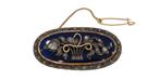 Diamanten blauw glas broche 14k goud dames vintage antiek, Verzenden, Goud, Broche, Met edelsteen