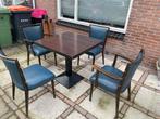 Tekoop cafe stoelen en tafel kan als zet maar ook los, Ophalen, Gebruikt, Bruin, Vijf, Zes of meer stoelen