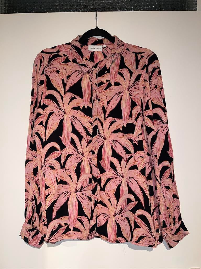 Fabienne Chapot zwart roze bloemen print blouse top mt 40, Ophalen of Verzenden, Zo goed als nieuw, Maat 38/40 (M), Zwart
